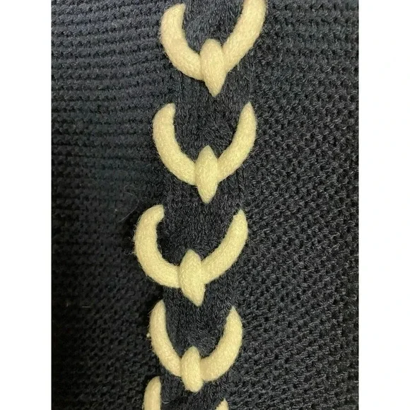 Venus Dark Navy Blue Sweater White Rope Detail Nautical Med. Knit, Comfy, Preppy - Picture 10 of 13